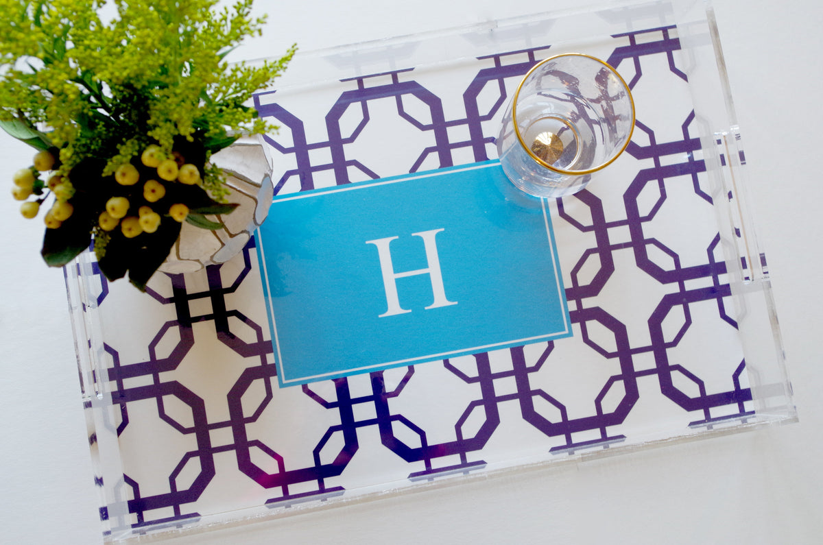 Monogrammed Lucite Serving Tray with Handles | Personalized Acrylic Tray | Coffee Table Tray | Wedding Shower | Housewarming Gift high quality