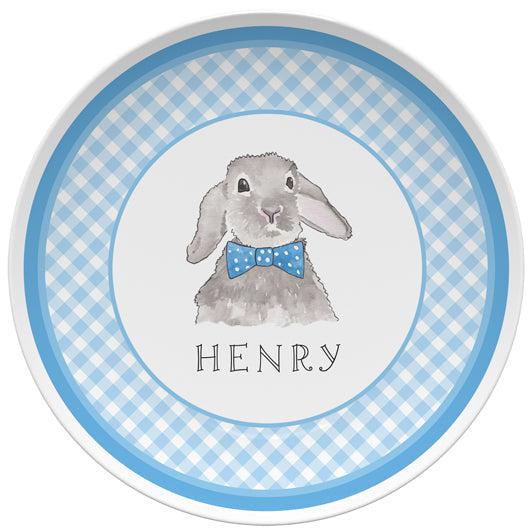 Bunny Blue Kids Plate - Kelly Hughes Designs