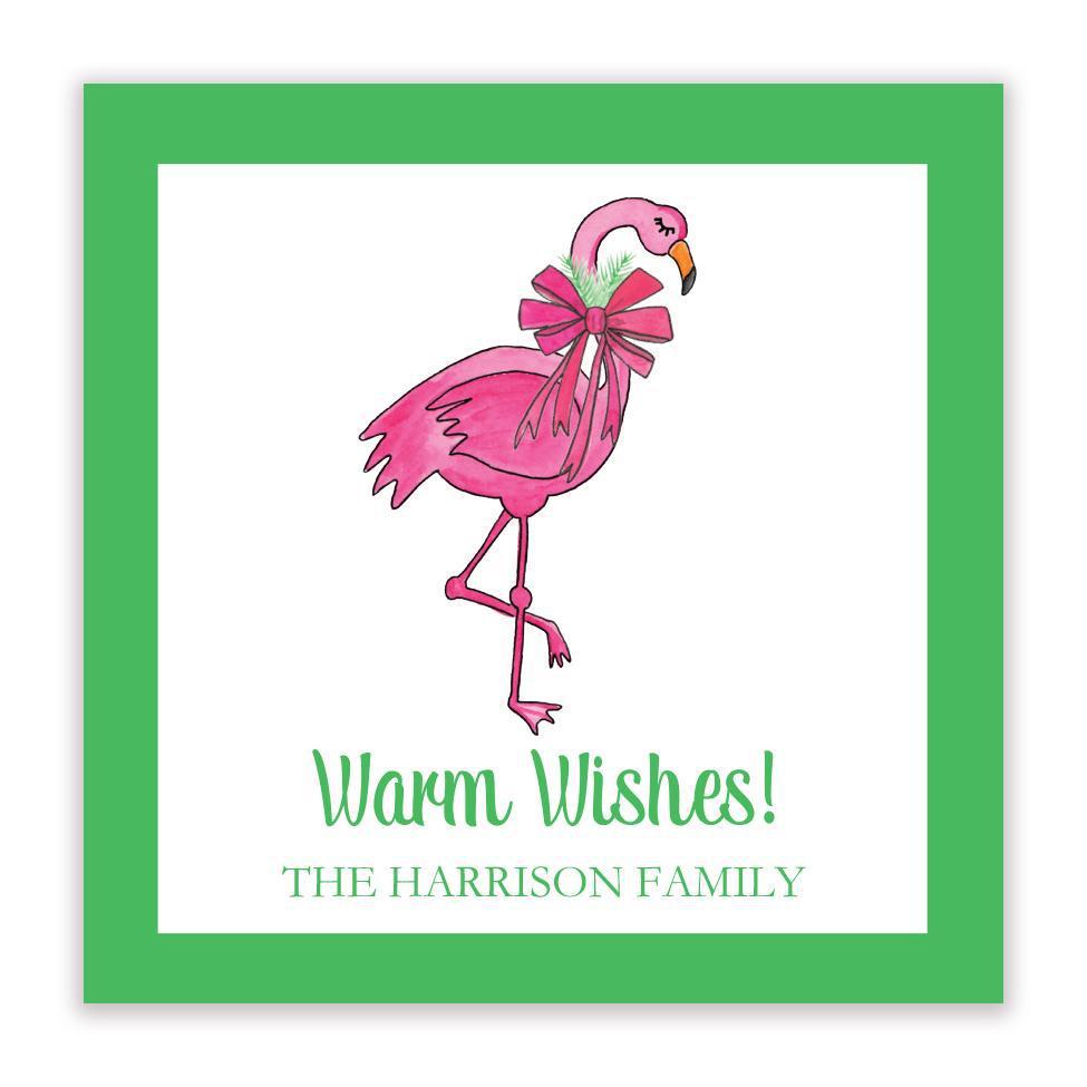 Holly Flamingo gift sticker - Kelly Hughes Designs