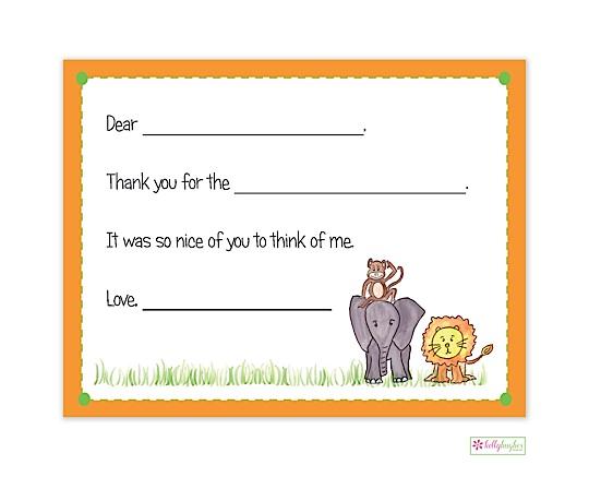 Zoo Friends fill-in thank you - Kelly Hughes Designs