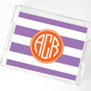 Monogram Stripes Lucite Tray *custom colors*-Lucite Serving Trays-Small Tray (8.5x11