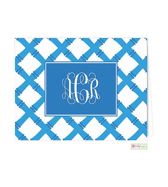 Blue Bamboo Monogrammed Folded Note Cards - Kelly Hughes Designs