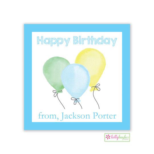 Blue Birthday Kids Gift Stickers - Kelly Hughes Designs