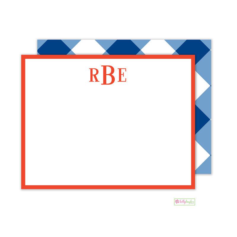 Blue Check Flat Note Cards - Kelly Hughes Designs