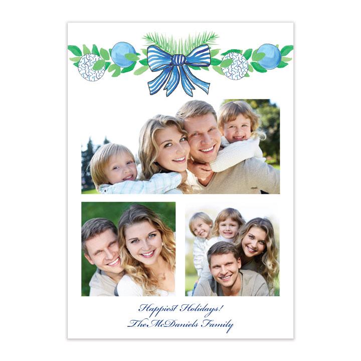 Blue Garland holiday card - Kelly Hughes Designs