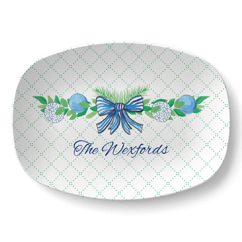 Blue Garland Platter - Kelly Hughes Designs