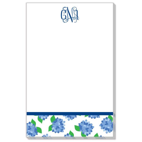 Blue Hydrangea Notepad with Monogram - Kelly Hughes Designs