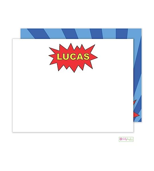 Blue Superhero Kids Flat Note Cards - Kelly Hughes Designs