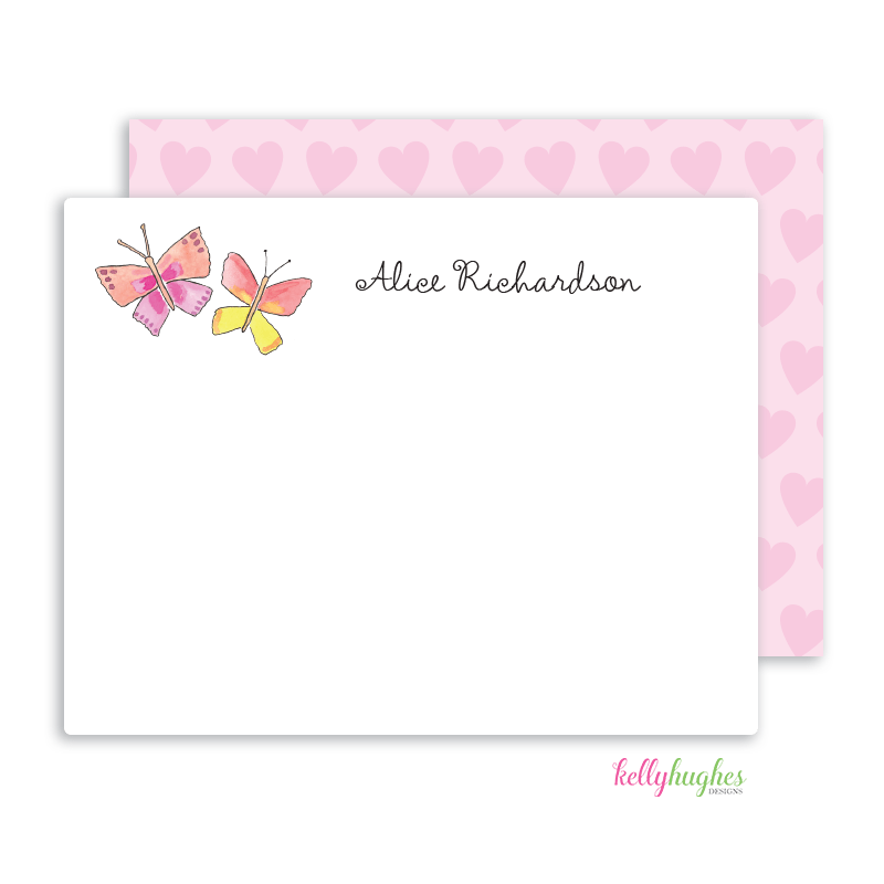 Butterfly Kisses Flat Note Cards - Kelly Hughes Designs