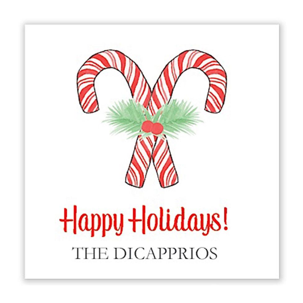 Candy Cane Stripes gift sticker - Kelly Hughes Designs