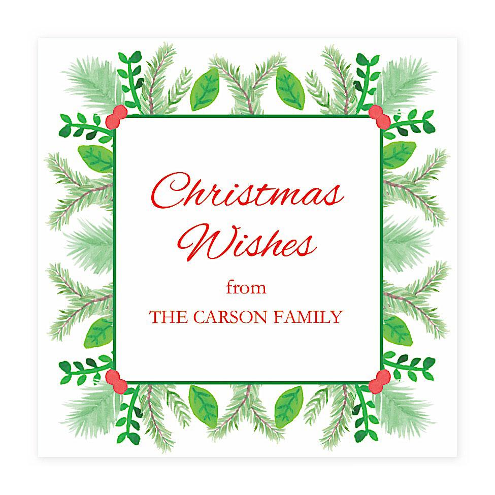 Christmas Greenery gift sticker - Kelly Hughes Designs