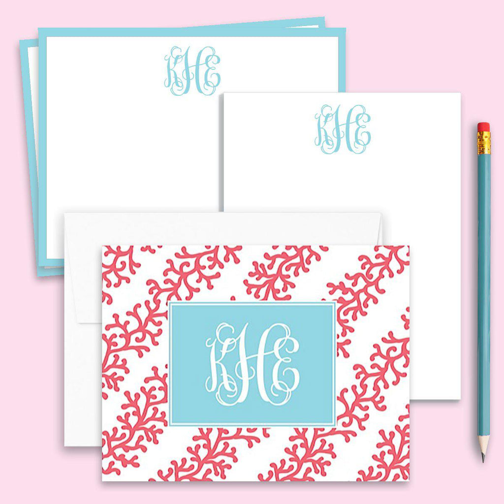 Coral Stripes stationery gift set - Kelly Hughes Designs