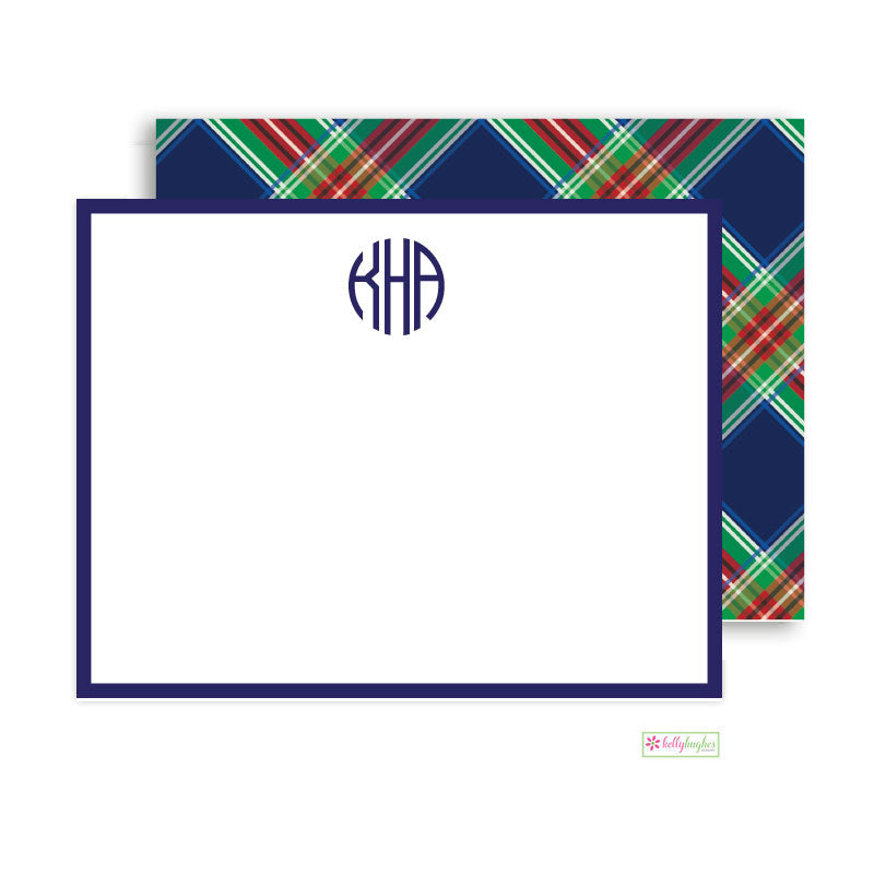 Navy Plaid Note Cards