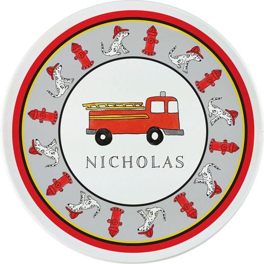Firetruck Kids Dinnerware - Kelly Hughes Designs