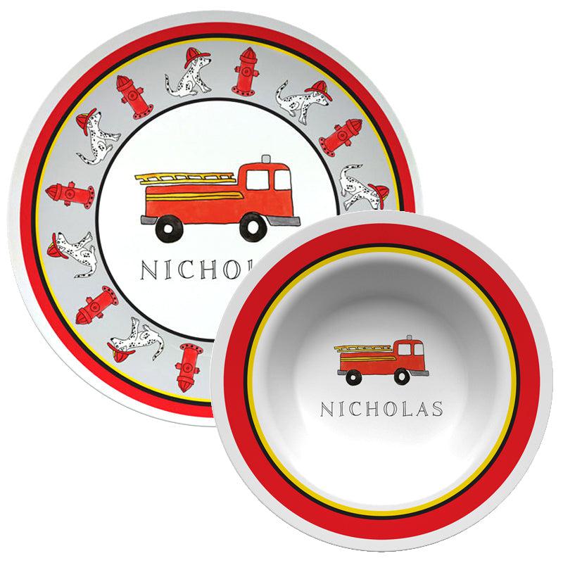 Firetruck Kids Dinnerware - Kelly Hughes Designs