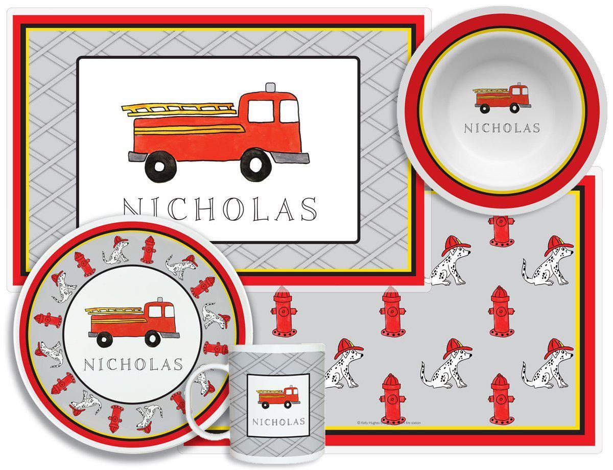 Firetruck Kids Dinnerware - Kelly Hughes Designs