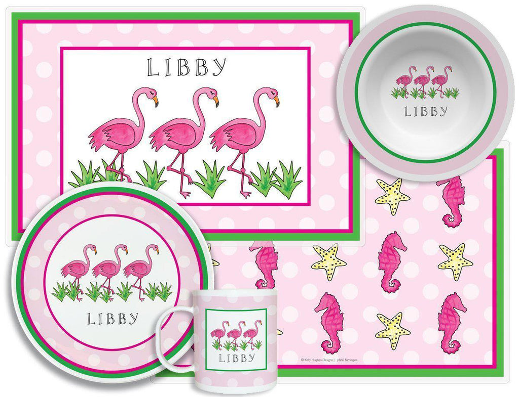 Flamingo Fun Kids Dinnerware - Kelly Hughes Designs
