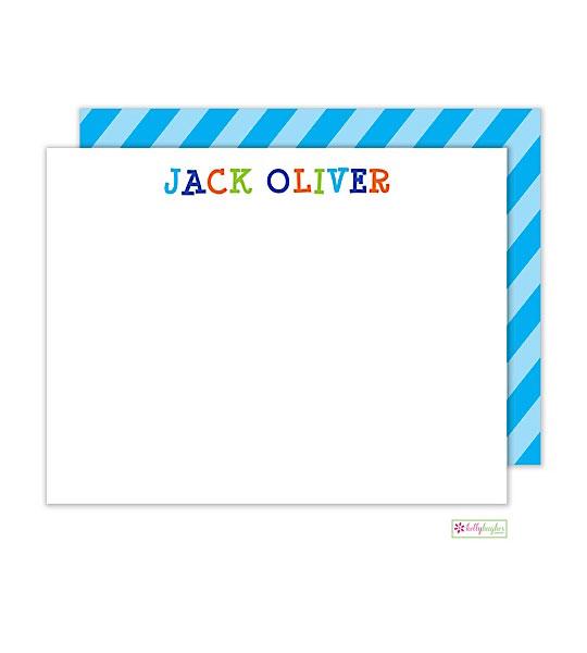 Funky Blue Kids Flat Note Cards - Kelly Hughes Designs