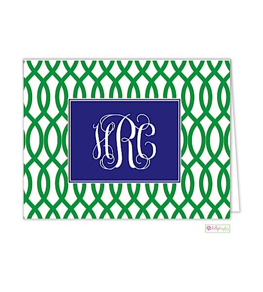 Garden Gate Monogrammed Folded Note Cards - Kelly Hughes Designs