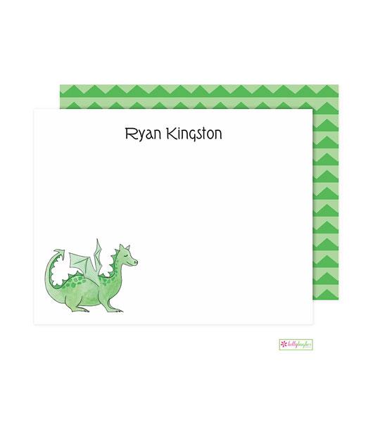 Green Dragon Kids Flat Note Cards - Kelly Hughes Designs