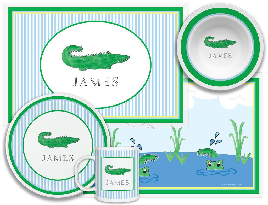 Green Gator Kids Dinnerware - Kelly Hughes Designs