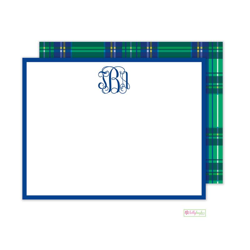 Green Plaid Flat Note Cards - Kelly Hughes Designs
