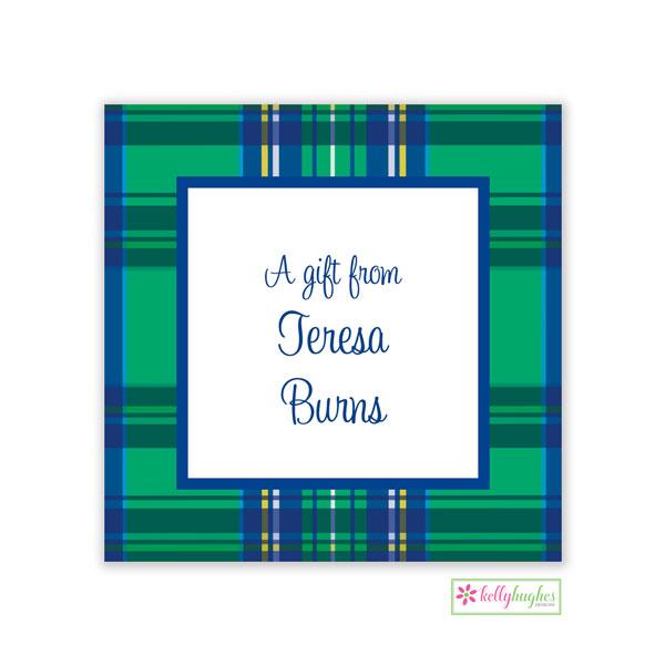 Green Plaid Gift Stickers - Kelly Hughes Designs
