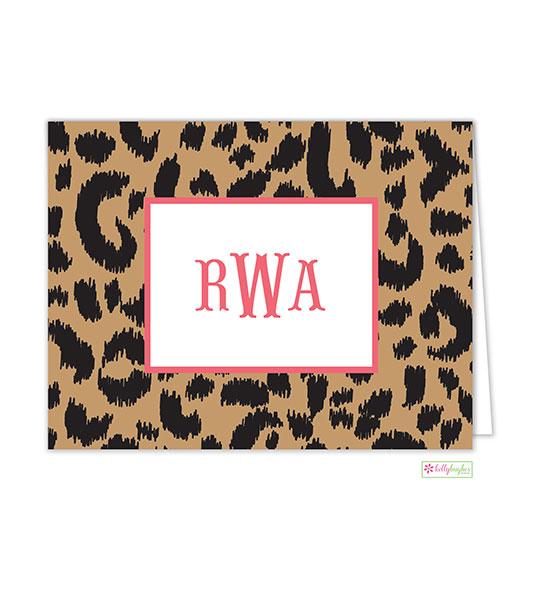 Leopard Monogrammed Folded Note Cards - Kelly Hughes Designs