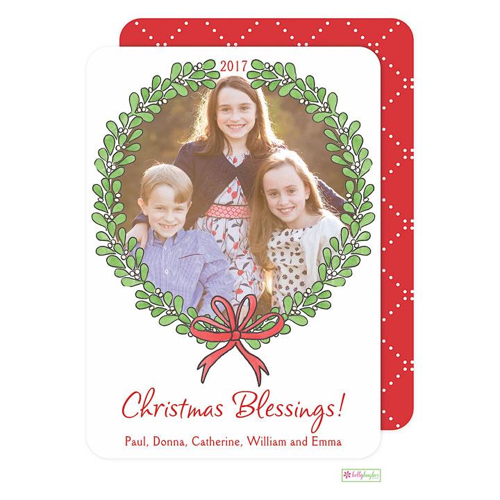 Mistletoe Wreath holiday card - Kelly Hughes Designs