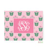 Pink Block Print Monogrammed Folded Note Cards