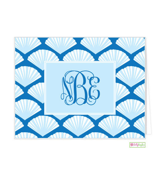Seashell Print Monogrammed Folded Note Cards