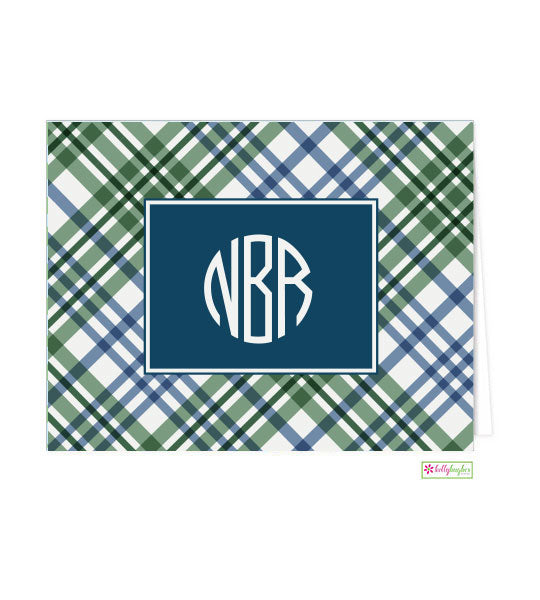 Fall Plaid Monogrammed Folded Note Cards
