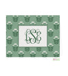 Green Block Print Monogrammed Folded Note Cards