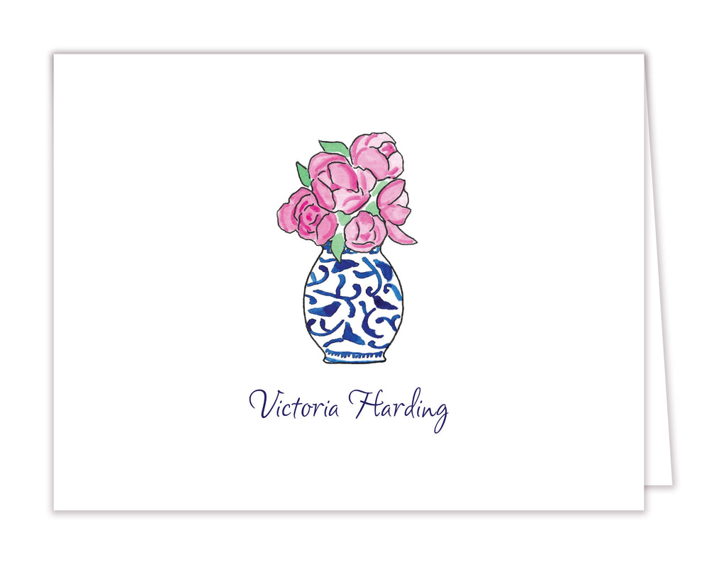 Pink Peonies Folded Note Cards