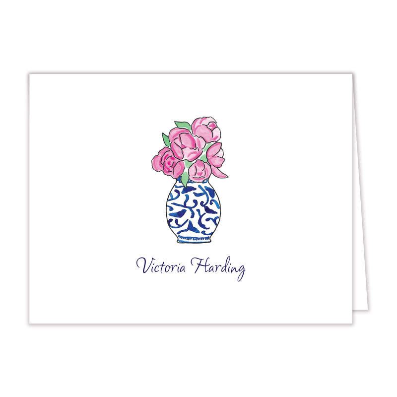 Pink Peonies Folded Note Cards