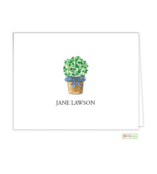 Blue Ribbon Topiary Folded Note Cards