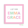 Pink Block Letters Kids Calling Card - Kelly Hughes Designs