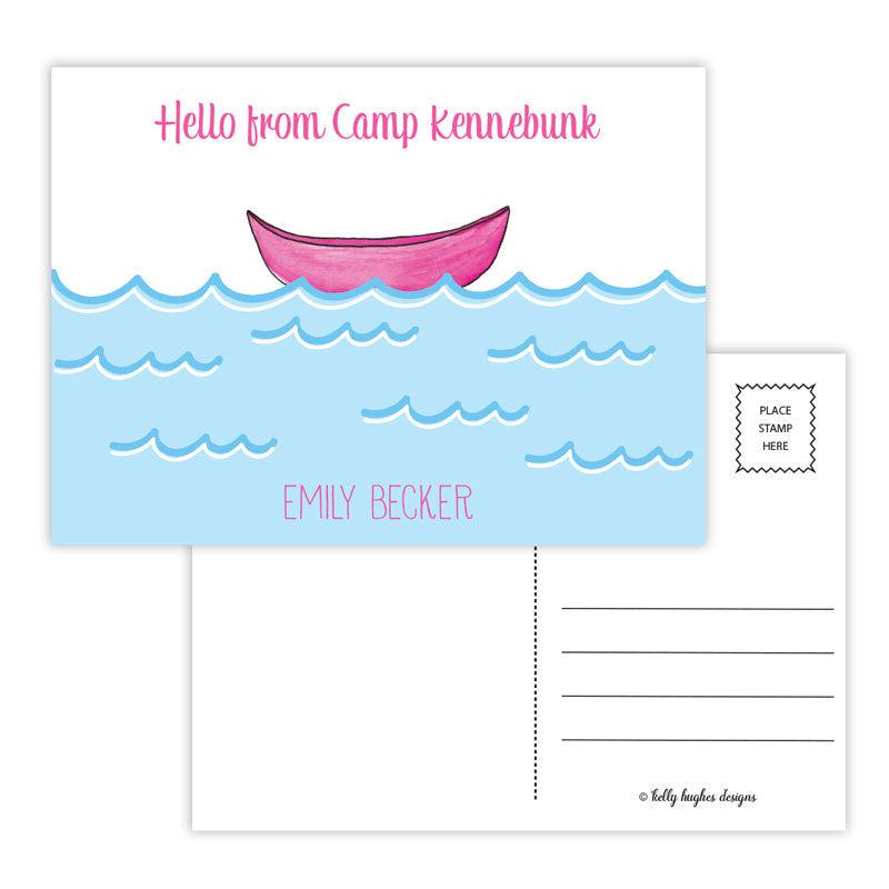 Pink Canoe Postcard - Kelly Hughes Designs