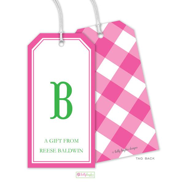 Pink Check Gift Tags - Kelly Hughes Designs