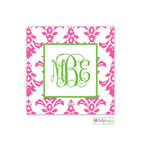 Pink Damask Gift Stickers - Kelly Hughes Designs