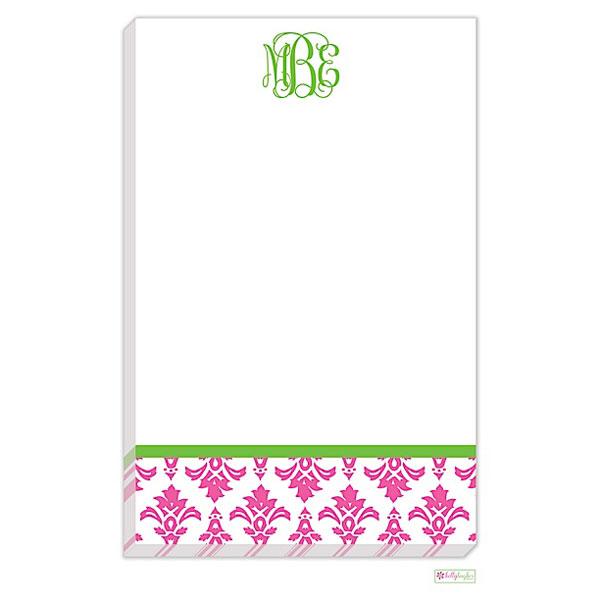 Pink Damask Notepad - Kelly Hughes Designs