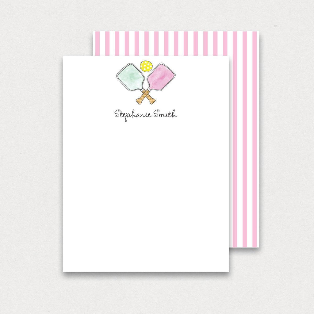 Pink Pickleball Flat Note Cards - Kelly Hughes Designs