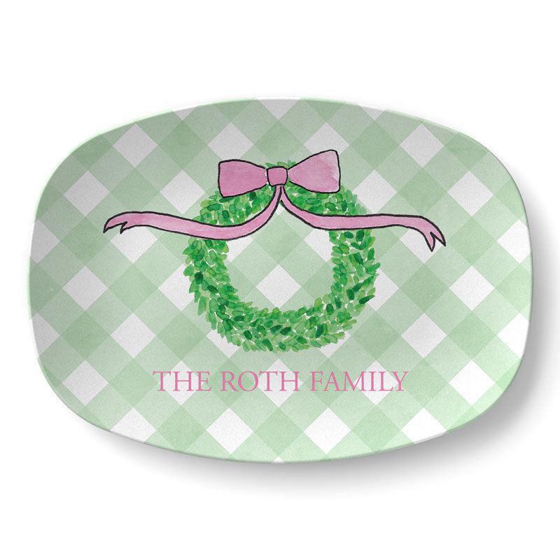 Pink Wreath Platter - Kelly Hughes Designs