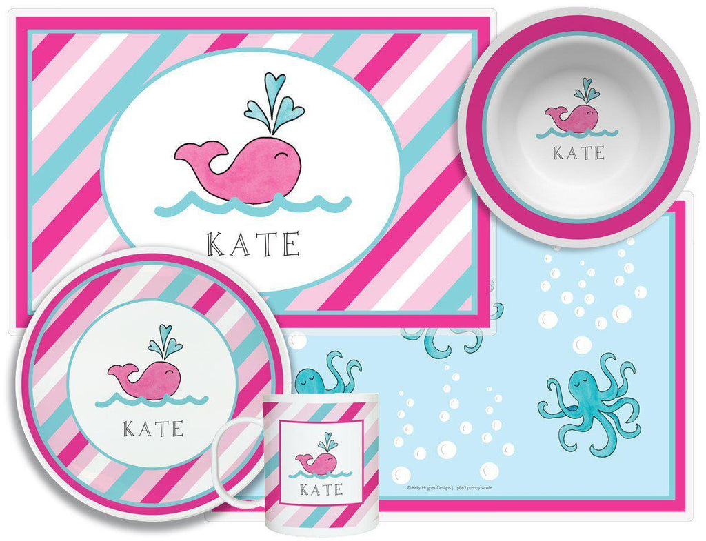 Preppy Whale Kids Dinnerware - Kelly Hughes Designs