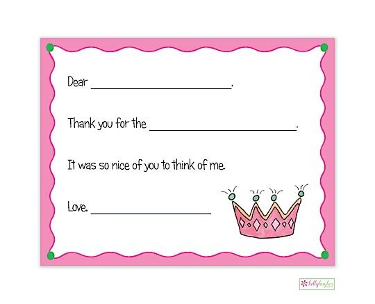 Princess fill-in thank you - Kelly Hughes Designs