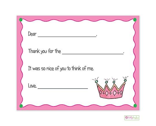 Princess fill-in thank you – Kelly Hughes Designs