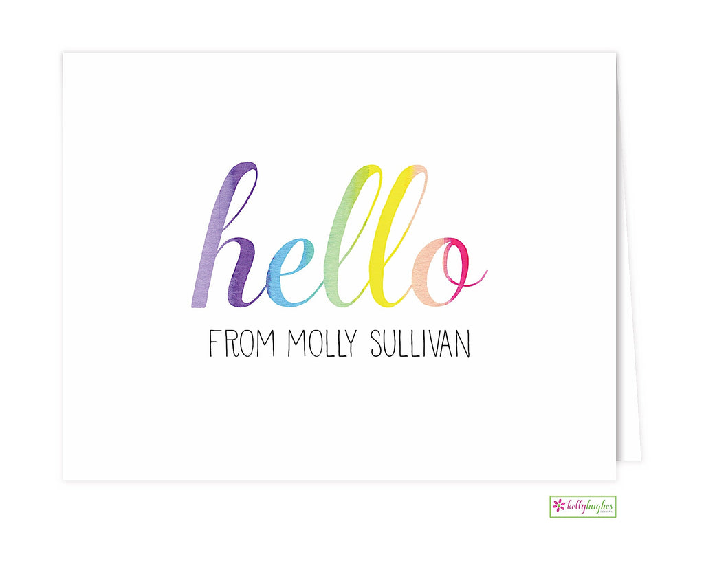 Rainbow Hello Folded Note Cards - Kelly Hughes Designs