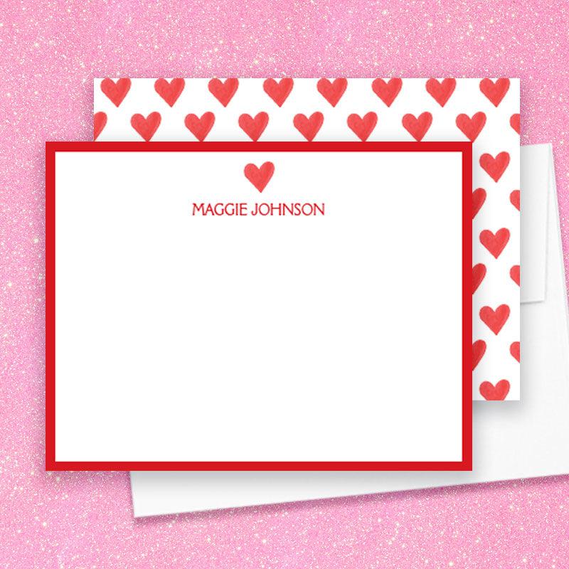 Red Heart Flat Note Cards - Kelly Hughes Designs