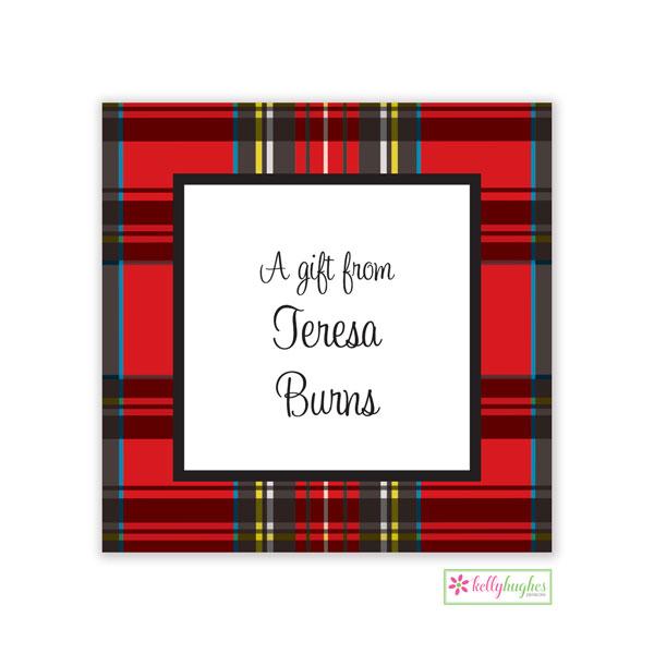 Red Plaid Gift Stickers - Kelly Hughes Designs