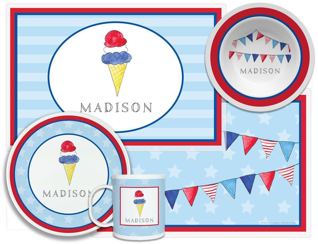 Red White & Blue Flags Dinnerware - Kelly Hughes Designs